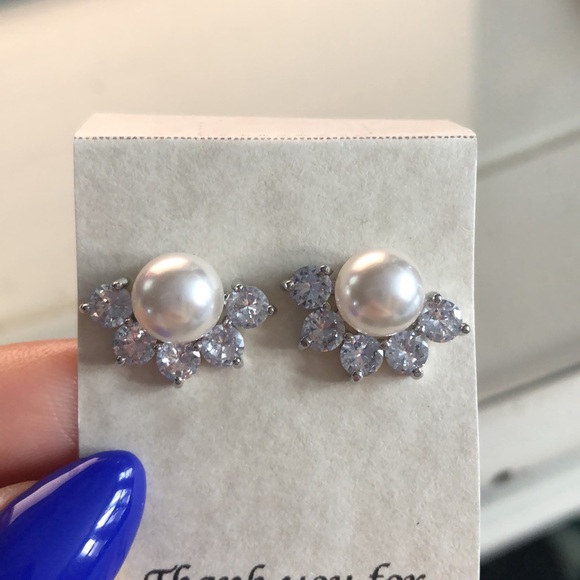 Pearl diamond earrings - Picture 2 of 3